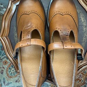 Brown Leather Mary Jane Shoes